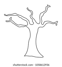 line nature tree with dry branches in the desert