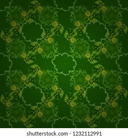 A line of neck, bags, textiles for your design. Vector illustration. Folkloric ethnic yellow, green and black embroidery floral seamless pattern.