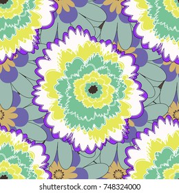 A line of neck, bags, textiles for your design. Vector illustration. Folkloric ethnic violet, neutral and yellow embroidery floral seamless pattern.