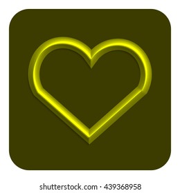 Line Neon Heart Web Icon, Yellow Color