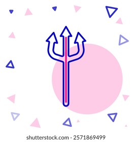 Line Neptune Trident icon isolated on white background. Happy Halloween party. Colorful outline concept. Vector