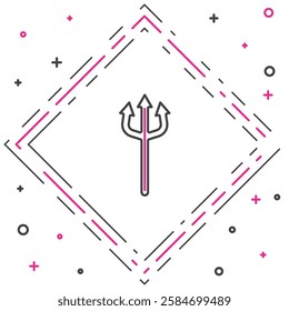 Line Neptune Trident icon isolated on white background. Happy Halloween party. Colorful outline concept. Vector