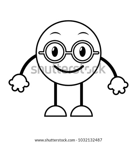 line nerd emoji expression with arms and legs
