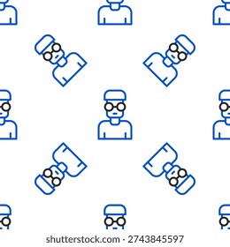 Line Nerd geek icon isolated seamless pattern on white background. Colorful outline concept. Vector