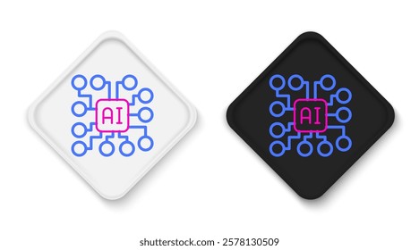 Line Neural network icon isolated on white background. Artificial intelligence AI. Colorful outline concept. Vector