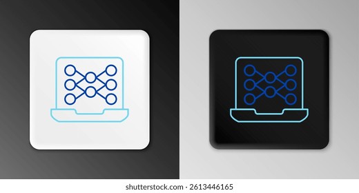 Line Neural network icon isolated on grey background. Artificial intelligence AI. Colorful outline concept. Vector