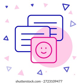 Zeile Neue Chat-Nachrichten Benachrichtigung auf Laptop-Symbol einzeln auf weißem Hintergrund. Smartphone-Chat SMS-Nachrichten Sprechblasen. Farbiges Umrisskonzept Vektorgrafik