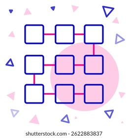 Línea NFT icono de tecnología blockchain aislado sobre fondo blanco. Token no fungible. Concepto digital de arte criptográfico. Concepto de contorno colorido. Vector