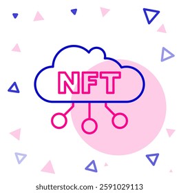 Line NFT cloud icon isolated on white background. Non fungible token. Digital crypto art concept. Colorful outline concept. Vector