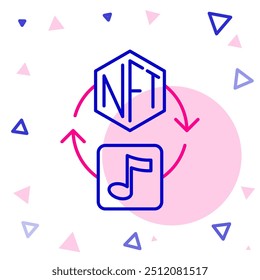 Line NFT Digital crypto art icon isolated on white background. Non fungible token. Colorful outline concept. Vector