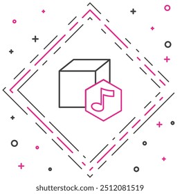 Línea NFT Icono de arte criptográfico digital aislado sobre fondo blanco. Token no fungible. Concepto de contorno colorido. Vector