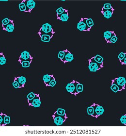 Línea NFT icono de arte criptográfico digital aislado sin patrón sobre fondo negro. Token no fungible.  Vector