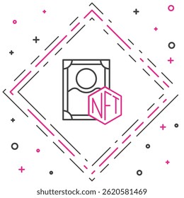 Line NFT Digital crypto art icon isolated on white background. Non fungible token. Colorful outline concept. Vector