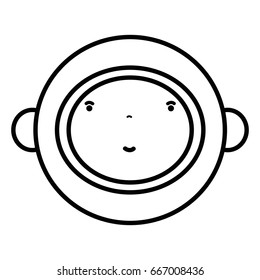 line nice astronaut face with equipment to kawaii avatar