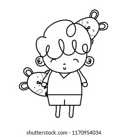 line nice boy child with mice animals