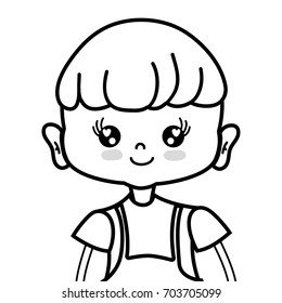 line nice boy with clothes and hairstyle design