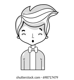 line nice boy with elegant suit and hairstyle design