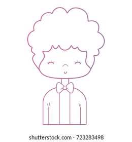 line nice boy with elegant suit and hairstyle design