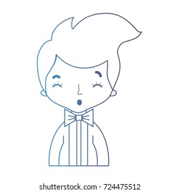 line nice boy with elegant suit and hairstyle design