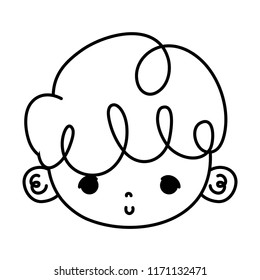 line nice boy head with curly hair