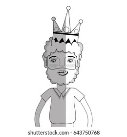 line nice man with beard style and crown