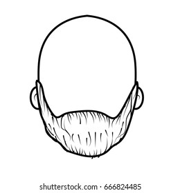 line nice man face with beard and bald