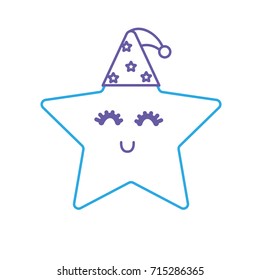 line nice star shiny with sleep hat design