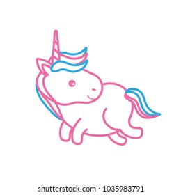 line nice unicorn with horn and hairstyle design