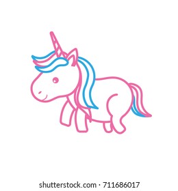 line nice unicorn with horn and hairstyle design