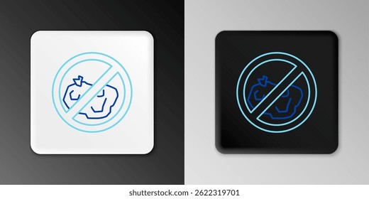 Línea No hay icono de basura aislado sobre fondo gris. Concepto de contorno colorido. Vector