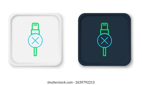 Line No usb cable cord icon isolated on white background. Connectors and sockets for PC and mobile devices. Colorful outline concept. Vector