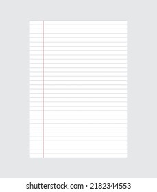 Line note document template. Blank sheets design for back to school, copy space. paper. Vector illustration