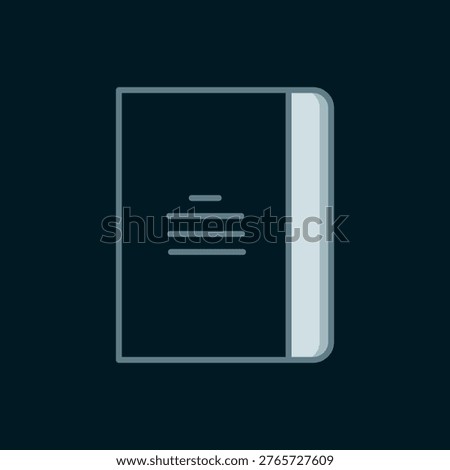 Line Notebook icon isolated on black background. Spiral notepad icon. School notebook. Writing pad. Diary for school. Flat filled outline style with shadow. Vector