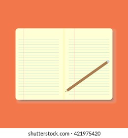 Line Notebook and pencil concept icon with blank for text, illustration vector