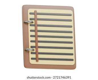 Icono de bloc de notas de línea Ilustración 3D Render