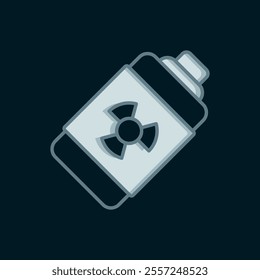 Line Nuclear energy battery icon isolated on black background. Flat filled outline style with shadow. Vector