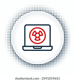 Line Nuclear laptop icon isolated on white background. Colorful outline concept. Vector