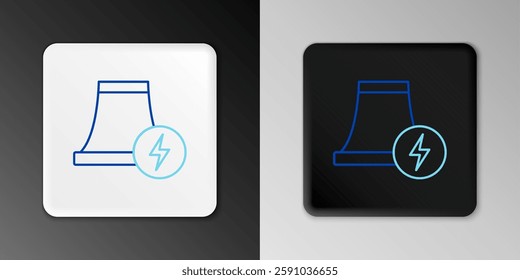 Line Nuclear power plant icon isolated on grey background. Energy industrial concept. Colorful outline concept. Vector