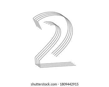 Line number 2. Modern futuristic stripe design font. İsolated vector illustration for logo, poster, banner, trendy design elements & more