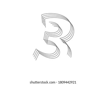Line number 3. Modern futuristic stripe design font. İsolated vector illustration for logo, poster, banner, trendy design elements & more