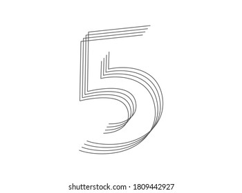 Line number 5. Modern futuristic stripe design font. İsolated vector illustration for logo, poster, banner, trendy design elements & more