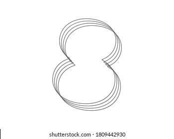 Line number 8. Modern futuristic stripe design font. İsolated vector illustration for logo, poster, banner, trendy design elements & more