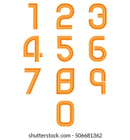 The line number one to zero with orange line color.