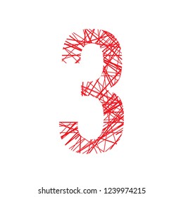 Line Number Three Logo Design Template Element