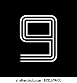 Line numbers logo template illustration. there is number 9
