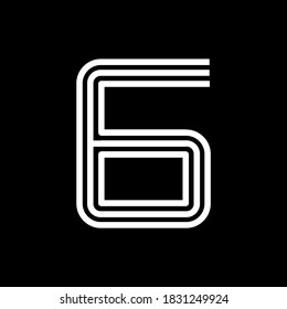 Line numbers logo template illustration. there is number 6