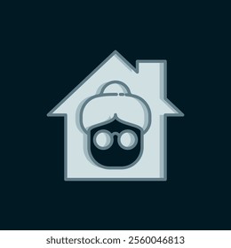 Line Nursing home building icon isolated on black background. Health care for old and sick people. Center for retired people. Flat filled outline style with shadow. Vector