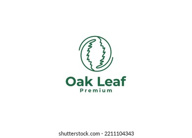 Line oak leaf logo design vector template illustration