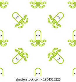 Line Octopus icon isolated seamless pattern on white background.  Vector