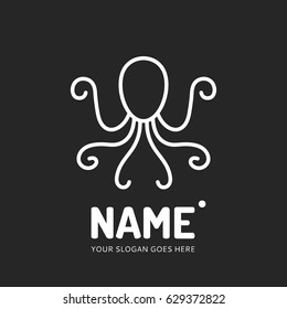 Line octopus, logo design vector template. Symbol concept icon.